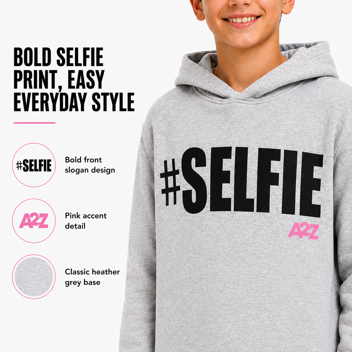Kids Girls Boys Sweat Shirts Tops #Selfie Hooded Jumpers Hoodies New Age 2-13 Yr