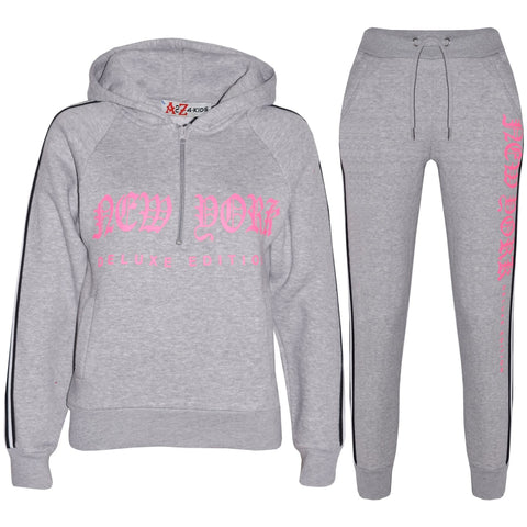 Kids Boys Girls Tracksuit New York Fleece Hoodie Top Bottom Jogging Suit 7-13 Yr