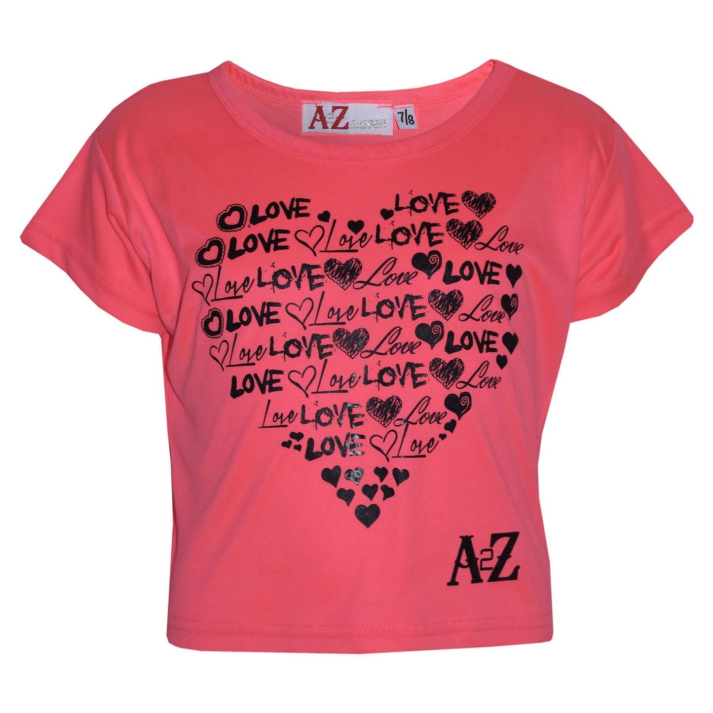 Girls Top Kids Love Print Stylish Crop Top & Fashion Legging Set Age 7-13 Years