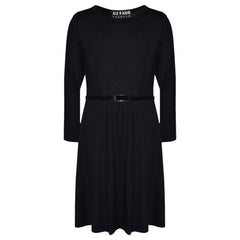 Girls Skater Dress Kids Party Fashion Dresses With Free Belt 3/4 Sleeves 7-13 Yr