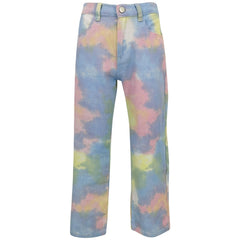 Girls Rainbow Colourful Pastel Tie Dye Jeans Denim Kids Teen Summer Outfit Gift