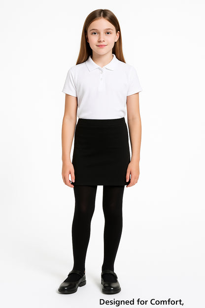 Kids Girls Black Mini School Skirt Stretch Waist Uniform Thigh Length Skirt