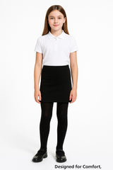 Kids Girls Black Mini School Skirt Stretch Waist Uniform Thigh Length Skirt