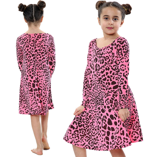 Kids Girls Swing Dresses Spicy Tartan Dog Tooth Print Fashion Dresses 3-13 Years