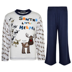 Girls Boys SANTAS LITTLE HELPER Christmas Pyjamas Reindeer Rudolph PJ's Age 1-7 Years