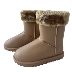 Kids Girls Ladies Warm Rain Boots with Faux Fur Lining Waterproof PVC Mummy Boot