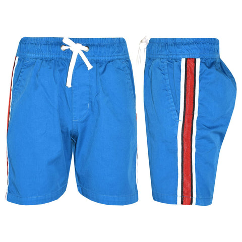 Kids Boys Girls Chino Shorts Contrast Stripes Knee Length Half Pant Age 5-13 Yr