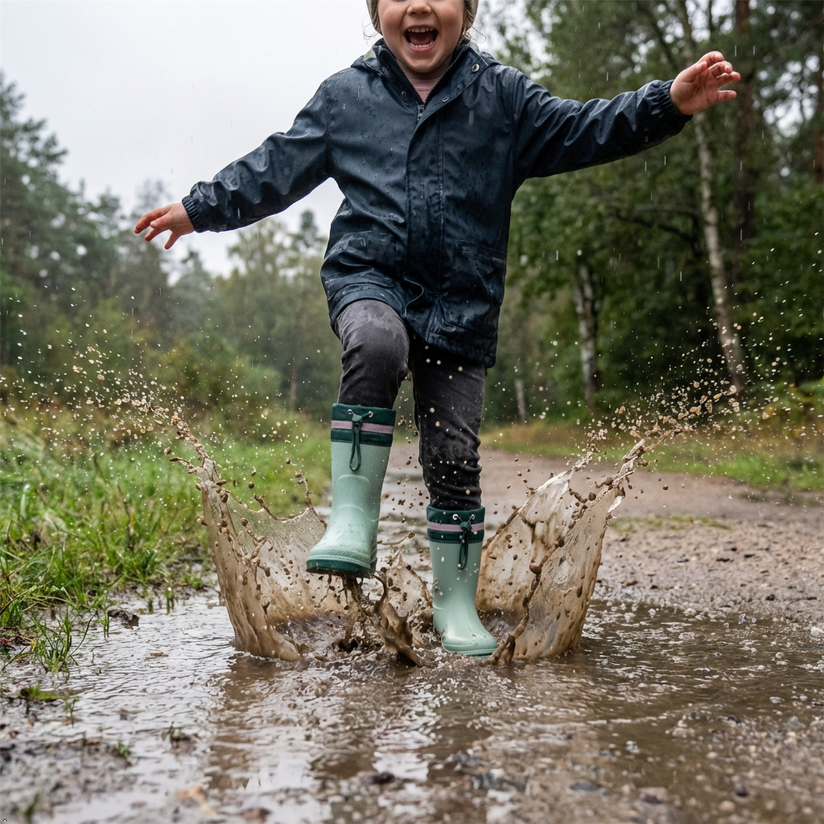 Kids Waterproof Wellington  PVC Rain Wellies Adjustable Warm Lined Non Slip Sole