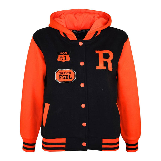 A2Z 4 Kids® Kids Jacket Girls Boys R Fashion Baseball Hooded Jacket Varsity Hoodie New Age 2 3 4 5 6 7 8 9 10 11 12 13 Years