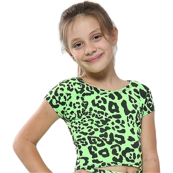 Kids Girls Crop Tops Leopard T-Shirt Tank Top & Tees New Age 5-13 Years