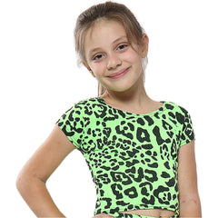 Kids Girls Crop Tops Leopard T-Shirt Tank Top & Tees New Age 5-13 Years