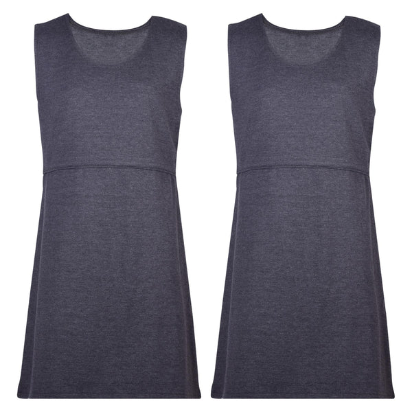 Kids Girls 2 Pack Plain School Uniform Pinafore Dress Comfortable School Dress