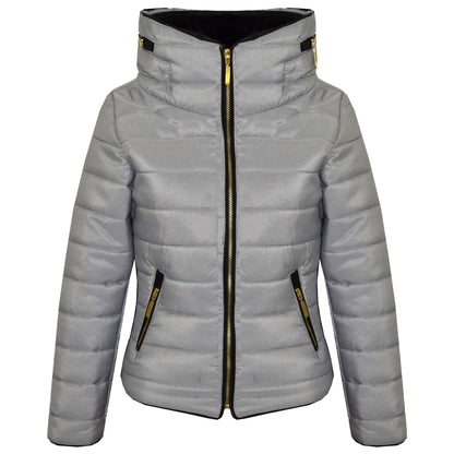A2Z 4 Kids Girls Jacket Kids Stylish Padded Silver Puffer Bubble Fur Collar Quilted Warm Thick Coat Jackets Age 3 4 5 6 7 8 9 10 11 12 13 Years