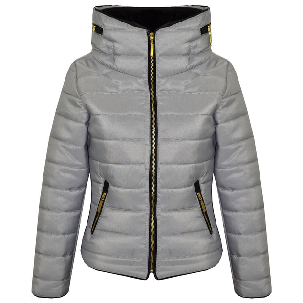 A2Z 4 Kids Girls Jacket Kids Stylish Padded Silver Puffer Bubble Fur Collar Quilted Warm Thick Coat Jackets Age 3 4 5 6 7 8 9 10 11 12 13 Years