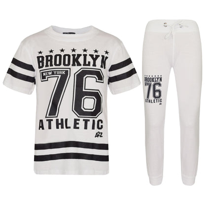 Boys Top Kids Designer Brooklyn 76 Camouflage T Shirt Tops & Trouser Set 5-13 Yr