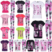 A2Z 4 Kids Girls Love Print Top Short Sleeve T-Shirt & Splash Print Fashion Leggings Set Age 5-13 years