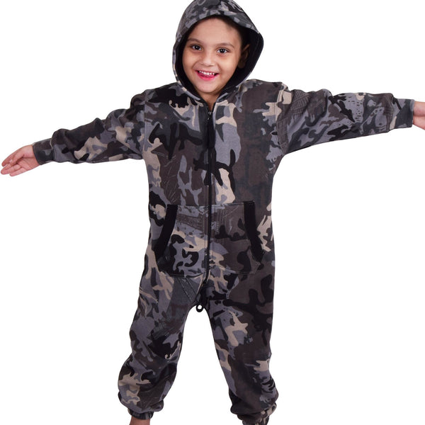 A2Z Onesie One Piece Kids Camo Charcoal Pyjamas Sleepsuit Costume Girls & Boys