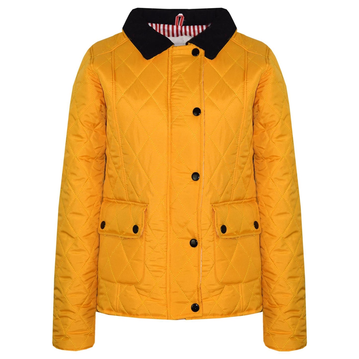 Kids Jackets Girls Quilted Padded Collar Buttoned Zipped Jacket Age 5-13 Years