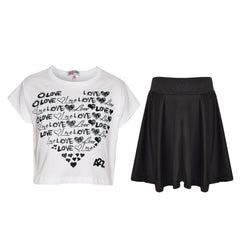 A2Z 4 Kids Girls Love T Shirt Skirt Set Soft Comfortable Set Age 5-13 Years
