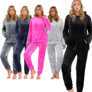 A2Z Womens Pyjamas Soft Warm Fleece Twosie Adults Hooded Long Sleeves Pyjamas 2 Piece Gift Set Size S-2XL