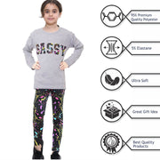 A2Z 4 Kids Girls Top Kids Sassy Print Trendy Grey Long Sleeves T Shirt Tops & Fashion Legging Outfit Set Age 5-6, 7-8, 9-10, 11-12 & 13 Years