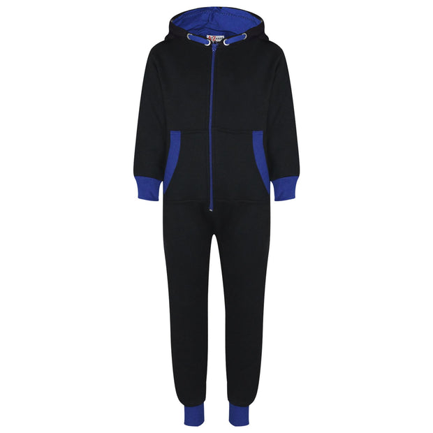 A2Z 4 Kids Girls Boys Royal Blue Contrast Fleece Onesie All In One Jumsuit Playsuit Nightwear New Age 2 3 4 5 6 7 8 9 10 11 12._13 Years