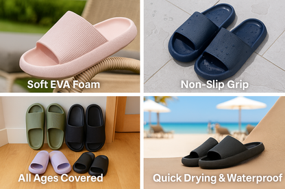 Mens Womens Boys Girls EVA Sliders Soft Lightweight Pool Slides Shower Slippers