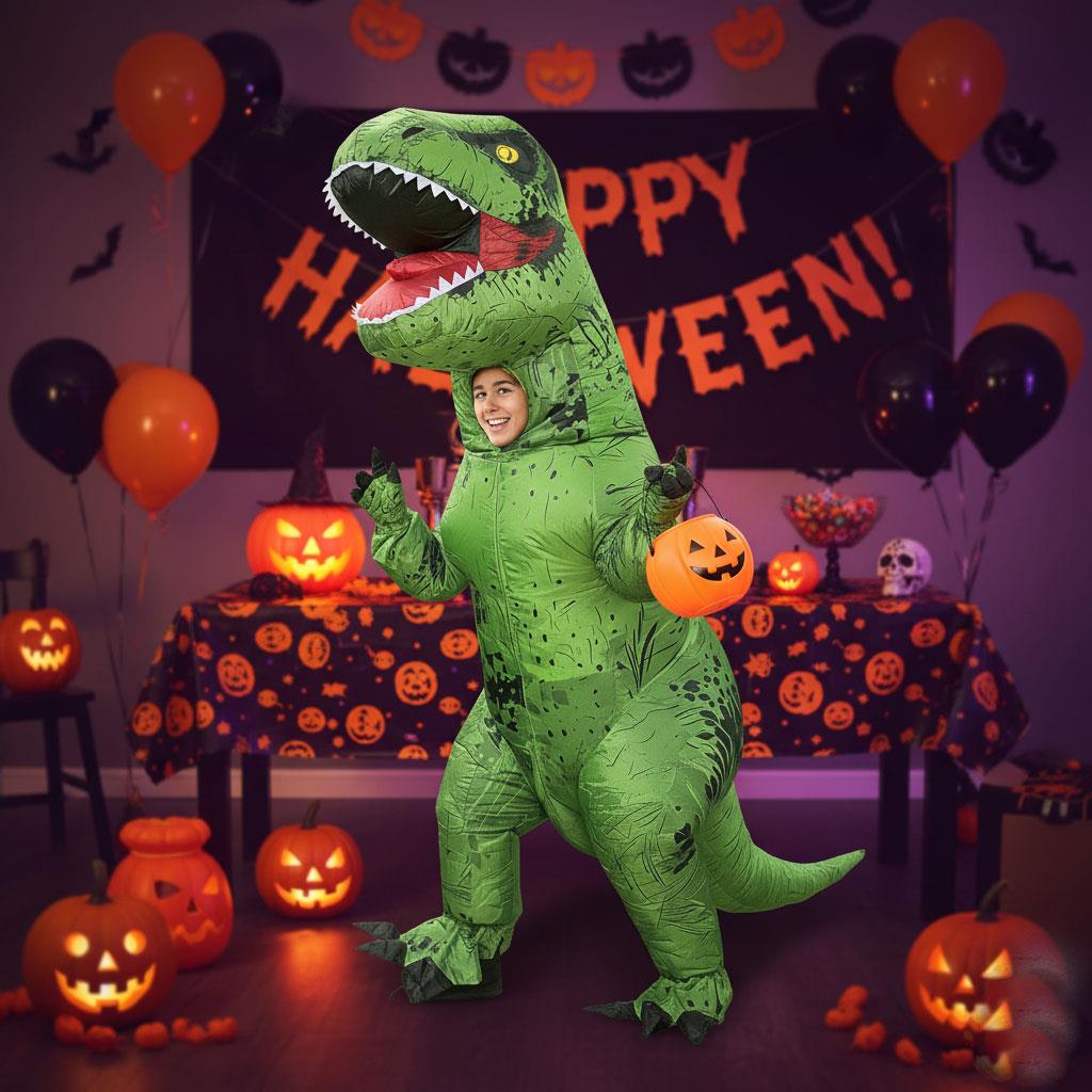 Inflatable Dinosaur Costume Boys Girls Halloween Fancy Dress Age 8-12 to 12-14