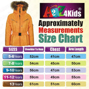 A2Z 4 Kids Kids Girls Jackets Mustard Puffer Hooded Stylish Detachable Faux Fur Padded Zipped Belted Slim Fit Warm Coats New Age 5 6 7 8 9 10 11 12 13 Years