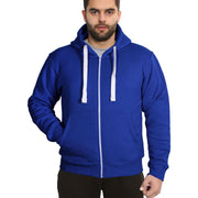 Mens Fleece Plain Zipper Hooded Long Sleeve Sweatshirt For Adults S-4XL