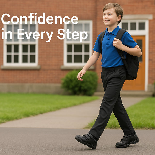 Kids Boys Teens School Shoes Black PU Leather Velcro Strap Trainers Size 10 to 7