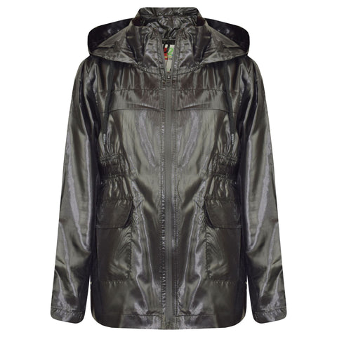 A2Z 4 Kids Unisex Raincoat Jackets Black Windbreaker Waterproof Parka Shower Resistant Hooded Raincoat Childrens Girls Boys Age 5 6 7 8 9 10 11 12 13 Years