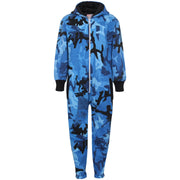 A2Z 4 Kids Boys Girls Fleece Onesie Designer's Camouflage Blue Print All In One Jumpsuit Playsuit New Age 5 6 7 8 9 10 11 12 13 Years