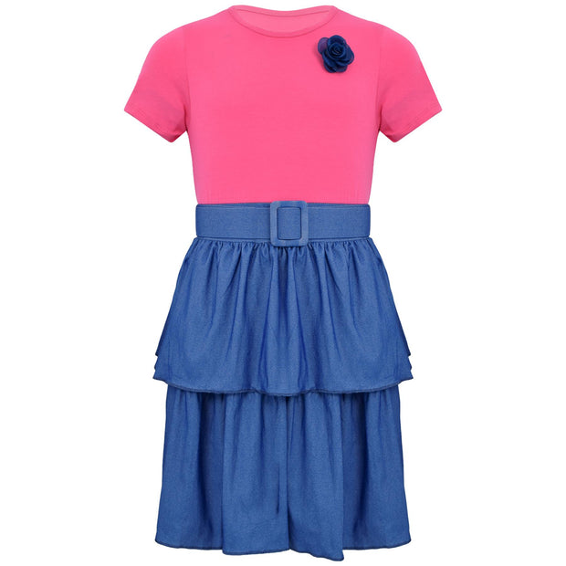 Kids Girls Summer Dress Casual Ruffle Party Dress Age 2-14