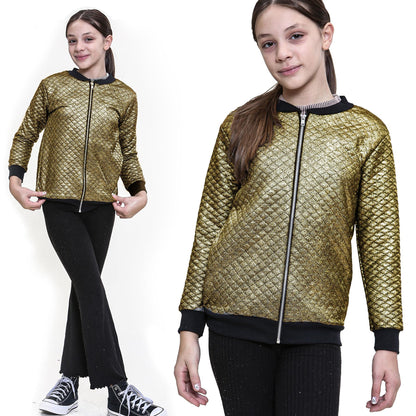 Kids Girls Shiny Fashion Quilted Casual School Jacket Bubble Coat 7-13 Years