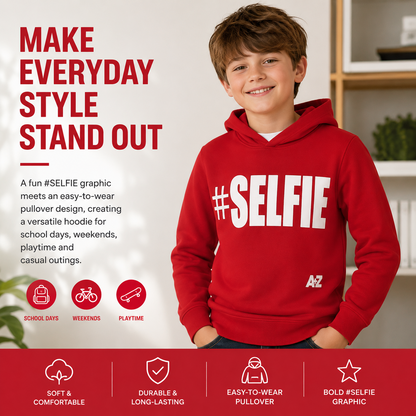 Kids Girls Boys Sweat Shirts Tops #Selfie Hooded Jumpers Hoodies New Age 2-13 Yr