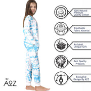 A2Z 4 Kids Cotton Onesie for Kids Onesie Pyjamas Lounge Wear Blue Tie Dye Printed Sleepsuit Comfy Gifts for Children Girls Age 5-6, 7-8, 9-10, 11-12 & 13