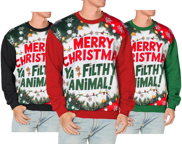 A2Z Mens Women Merry Christmas Ya Filthy Animal Jumper Hoodies Xmas Sweatshirts