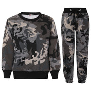 Kids Plain Tracksuit Sweatshirt Set Jumper and Bottoms PE School Girls Boys 2-13