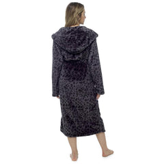 Ladies Shimmer Fleece Robe Calf Length with Belt Pockets Dressing Gown for Women
