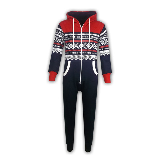 Kids Girls Boys Aztec Snowflake Print Hooded Onesie All In One Jumpsuit Age 5 6 7 8 9 10 11 12 13 Years