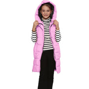 A2Z Kids Girls Long Line Vest Pink Jacket Long Sleeveless Urban Winter Wear Coat Down Vest Fashion Oversized Hooded Quilted Gilet Padded Jacket New Age 7-13