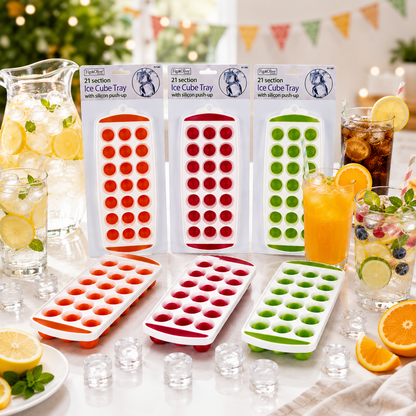 A2Z 21 Cube Ice Tray Silicone Push Up Easy Release Freezer Ice Mould PP TPR