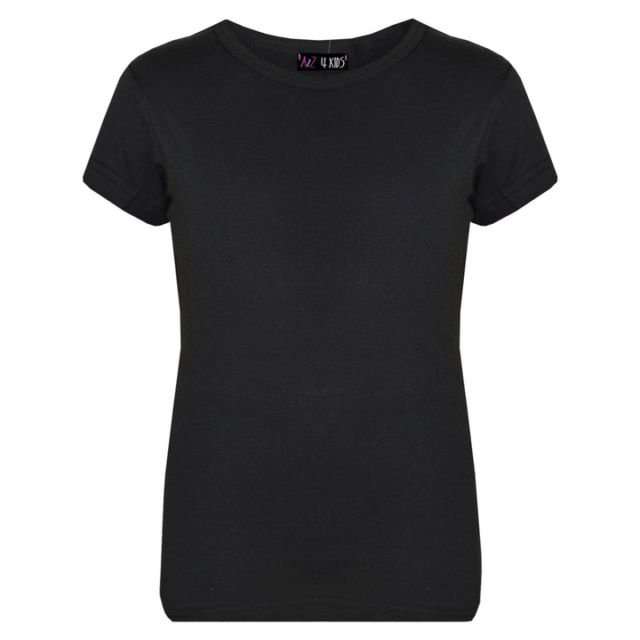 Kids Girls T Shirts Cotton Plain School T-Shirt Top New Age 2-13 Yr - A2Z 4 Kids