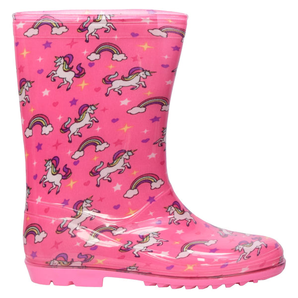 Kids Girls Wellington Wellies Non-Slip Waterproof Lightweight Rain Boots