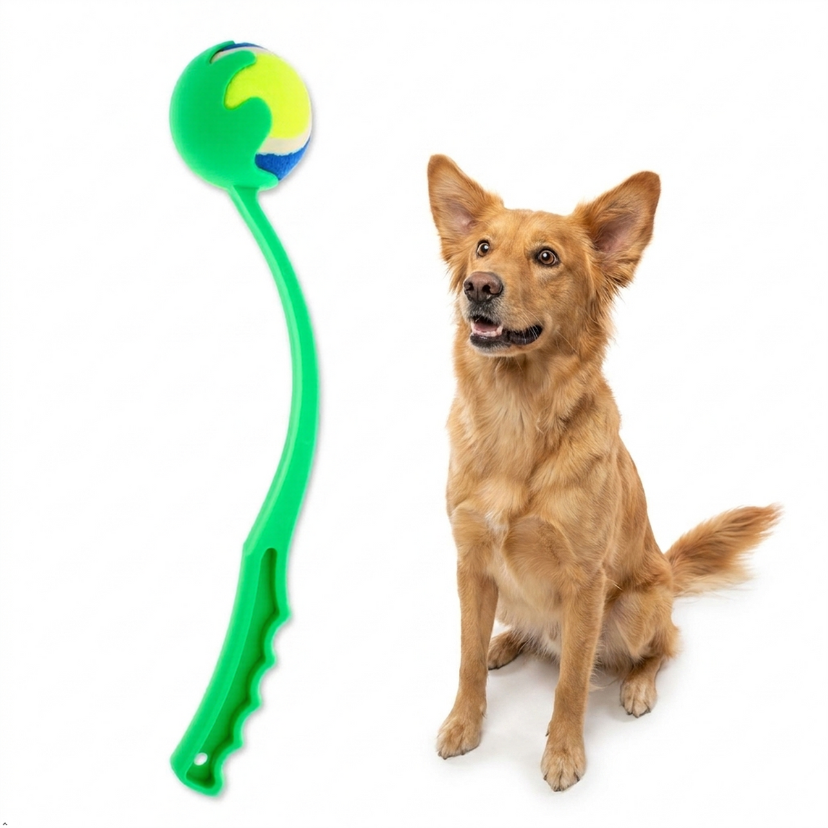 A2Z Medium Dog Ball Thrower With Tennis Ball Lightweight Fetch Launcher