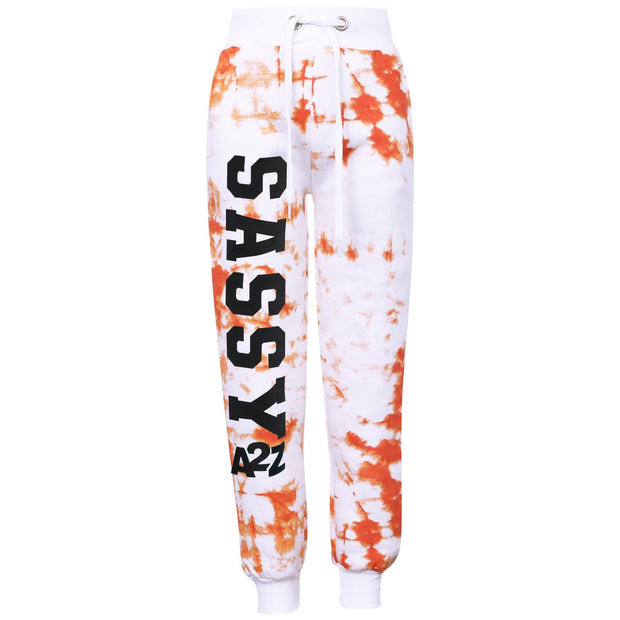 A2Z 4 Kids Girls Tracksuit Designer's Tie Dye Sassy Print Fleece Orange Hooded Crop Top Bottom Jogging Suit Joggers Age 5 6 7 8 9 10 11 12 13 Years