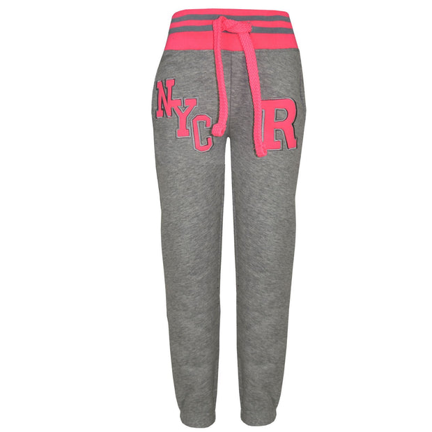 A2Z 4 Kids Girls Boys Grey & Neon Pink Baseball Tracksuit NYC Jacket & Trouser Sports Hoodie Bottom Joggers Age 2 3 4 5 6 7 8 9 10 11 12 13 Years