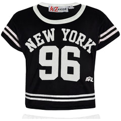 Kids Girls Shorts Set New York 96 Trendy Fashion Crop Top Age 5-13 Years