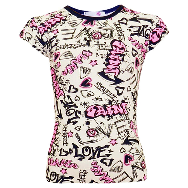 Kids Girls Love Comic Graffiti Print Legging Skater Midi Dress Crop Top Skirt